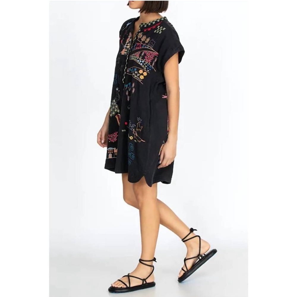 JOHNNY WAS Cartagena Cotton Dress Black Gauzy Dress Embroidered XS - Picture 3 of 9